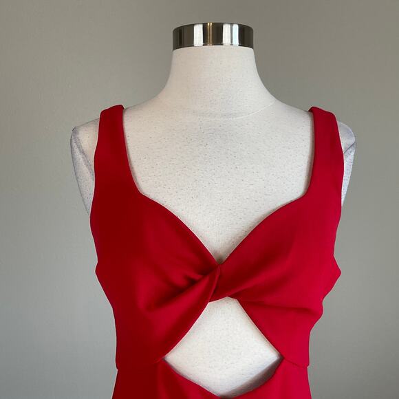 AQUA Cut Out Colorful Sleeveless Midi Sheath Cocktail Dress Red Size 10 - Picture 6 of 10